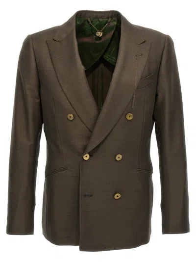 Maurizio Miri Double-breasted Wool Blend Blazer In Green