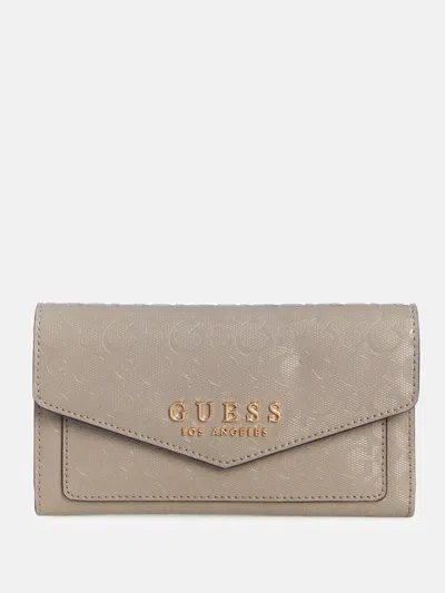 Guess Factory Kiran Logo Shine Slim Clutch Wallet In Gray