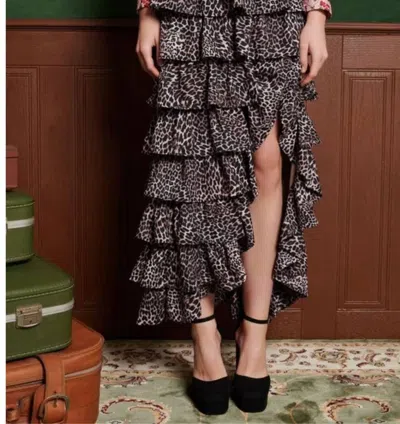 Sister Jane Lennox Ruffle Skirt In Leopard Brown In Multi