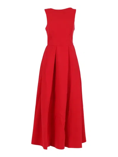 Emporio Armani Smooth Texture Dress With Straight Silhouette In Red