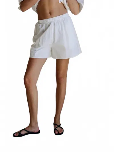 By Together Woven Cotton Straight Leg Shorts In Off White In White