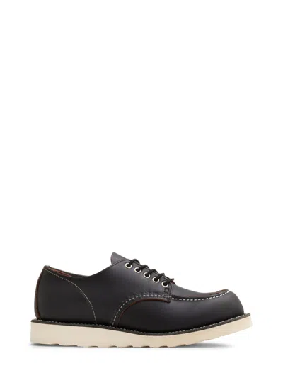 Red Wing Black Leather Sneakers With Textured Rubber Sole In Animal Print