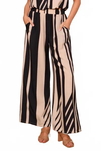 Tyche Cameron Wide Leg Pants In Black Stripe In Multi