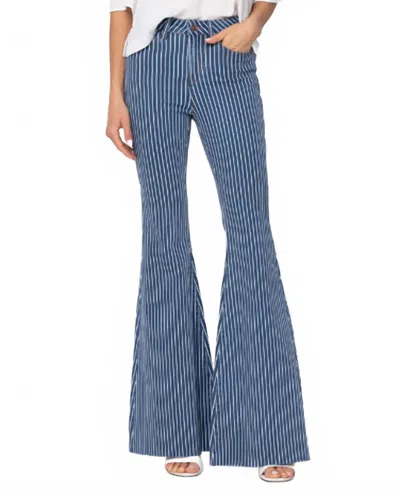 Judy Blue High Waist Pin Stripe Super Flare Jeans In Navy In Blue