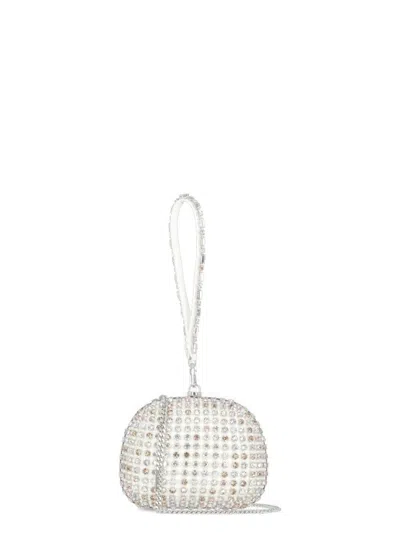 Self-portrait Multicolored Strass-embellished Clutch Bag In White
