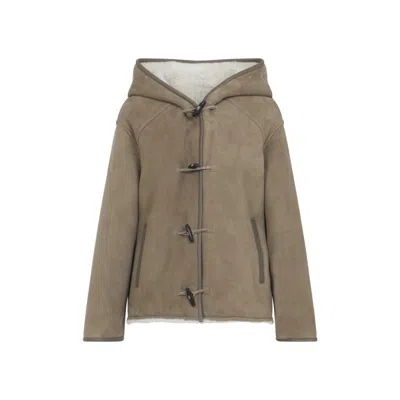 Yves Salomon Beige Suede Lamb Jacket With Shearling Lining In Brown