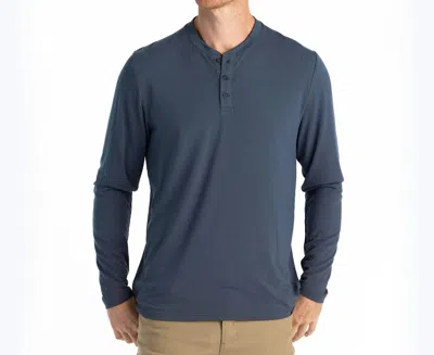 Free Fly Men's Bamboo Flex Long Sleeve Henley In Midnight In Blue
