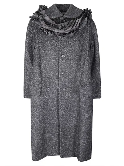 Comme Des Garçons Long Coat With Textured Fabric In Gray