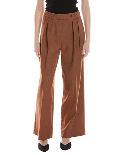Kenneth Cole Pleated High-rise Wide Leg Pant In Brown