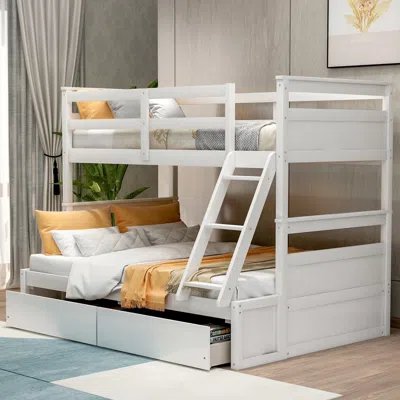 Streamdale Furniture Streamdale Twin Over Full Bunk Bed With Storage In White