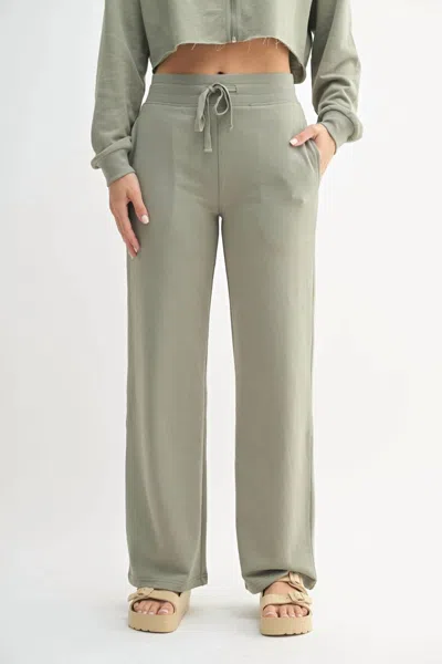 Mono B Relaxed Wide Band Sweatpants In Taupe In Gray