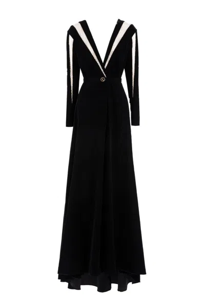 Saiid Kobeisy Velvet Long Dress In Black