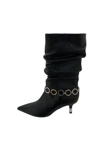 Arezzo Ribbed Heel Boots 3cm Woman  With Chain In Multi