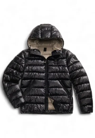 Blauer Lightweight Quilted Down Coat With Adjustable Hood In Black