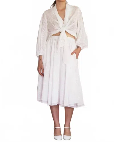 Rosevelvet Erica Midi Skirt In White Windowpane In White