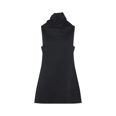 Khaite Sleeveless Black Dress With Draped Neckline In Black