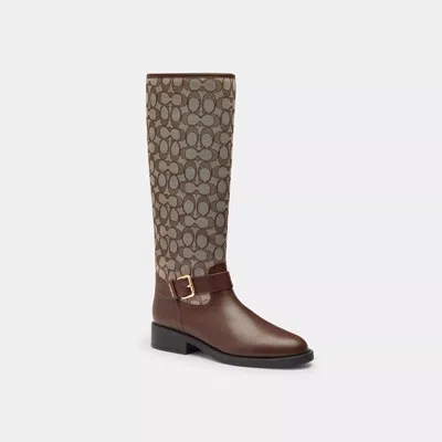 Coach Outlet Extended Calf Riding Boot In Signature Jacquard In Brown