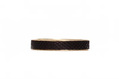 Avenue Chic Women's Genuine Leather Circle Hinge Bracelet In Black In Black