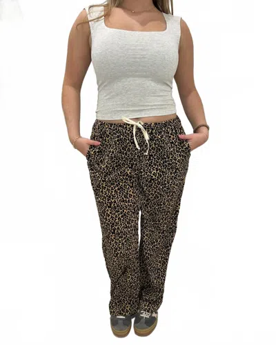 Sky To Moon Leopard Print Drawstring Lounge Pants In Multi In Multi