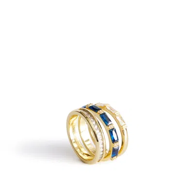 Vera Bradley Outlet 14k Gold Plated Stacked Mixed Gemstone Ring In Gold