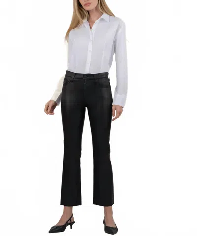 Kut From The Kloth Kelsey Coated High Rise Ankle Flare Pants In Black In Black