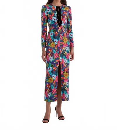Saloni Jinx C Midi Dress In Stellate Black In Multi