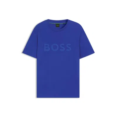 Hugo Boss Cotton-jersey T-shirt With 3d Logo In Blue