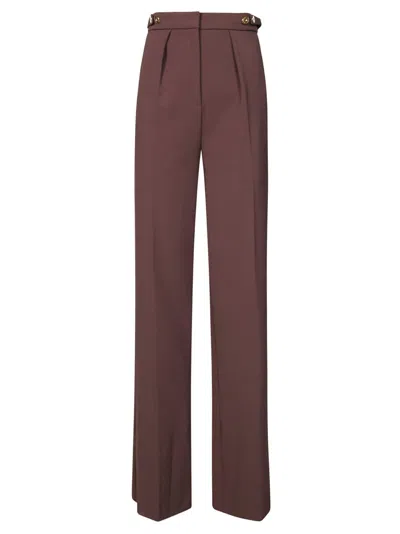 Elisabetta Franchi High-waisted Wide-leg Palazzo Pants With Elegant Drape In Brown