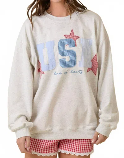 Main Strip Patchwork Usa Crewneck Sweatshirt In Grey In Neutral