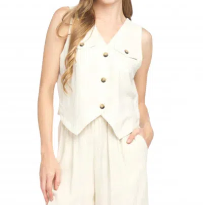 Mimi K Linen Vest In Beige In White