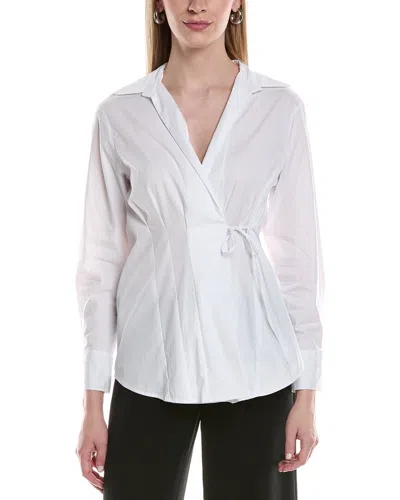 Kenneth Cole Tie Front Shirt In White