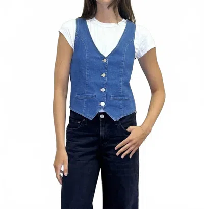 Papillon Stretch Denim Vest In Blue In Blue