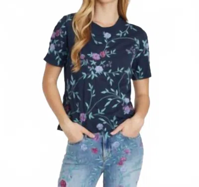 Driftwood Cordiela Navy Embroidered Tee In Blue