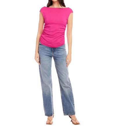 Fifteen Twenty Tasha Side Shirred Top In Raspberry In Pink