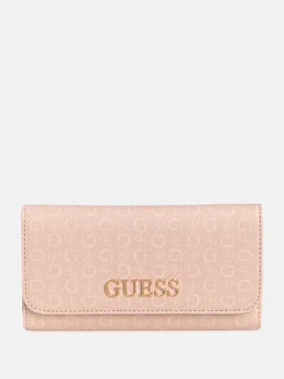 Guess Factory Eldoria Logo Slim Clutch Wallet In Pink