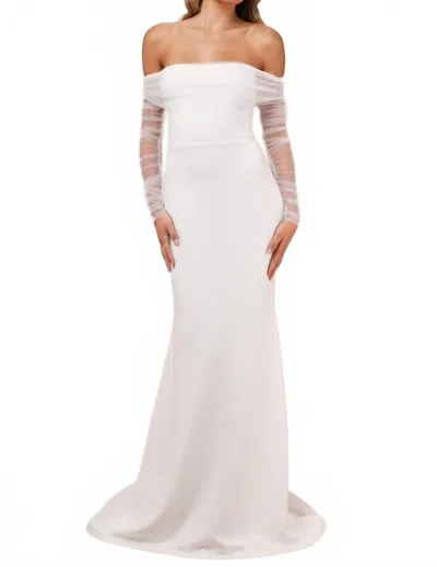 Lulus Beautifully Beloved Mesh Off-the-shoulder Maxi Dress In White In White
