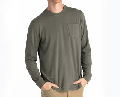 Free Fly Bamboo Flex Long Sleeve Pocket Tee In Fatigue In Green