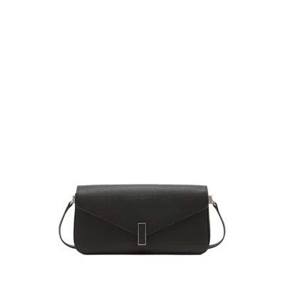Valextra Iside Flap Leather Shoulder Bag In Black