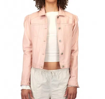Jakett Ariel Twill And Burnish Leather Jacket In Petal In Pink