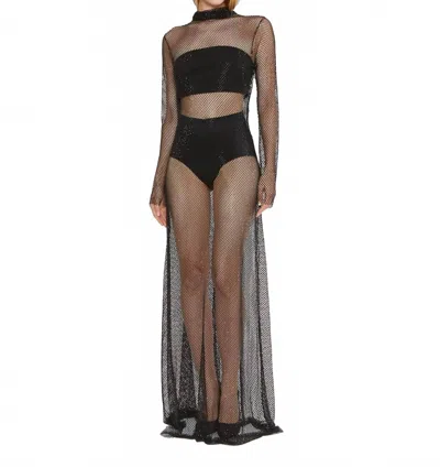 Ripley Rader Fishnet Kate Maxi Dress In Black In Black
