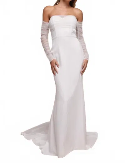 Lulus Eternal Bliss Tulle Off-the-shoulder Bustier Maxi Dress In White In White