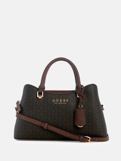 Guess Factory Kiran Logo Satchel In Sand