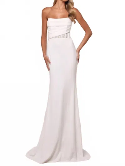 Lulus Adoration Sheer Lace Pleated Strapless Maxi Dress - Petite In White In White