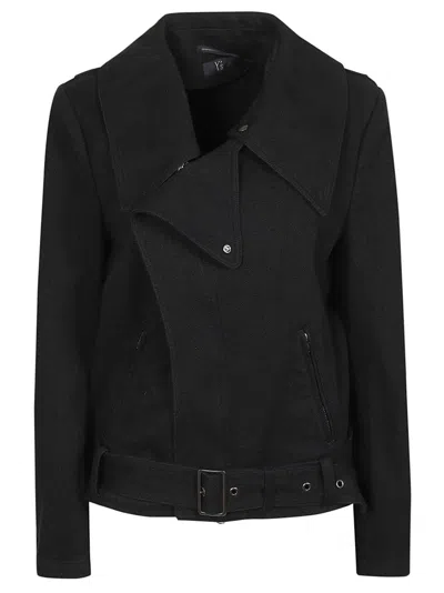 Yohji Yamamoto Front Biker Jacket With Tailored Fit In Black