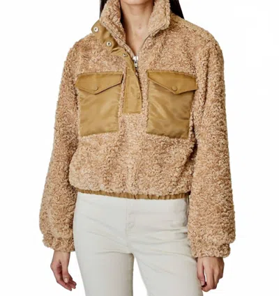Rd International Maeve Pullover Jacket In Wheat In Gold In Animal Print