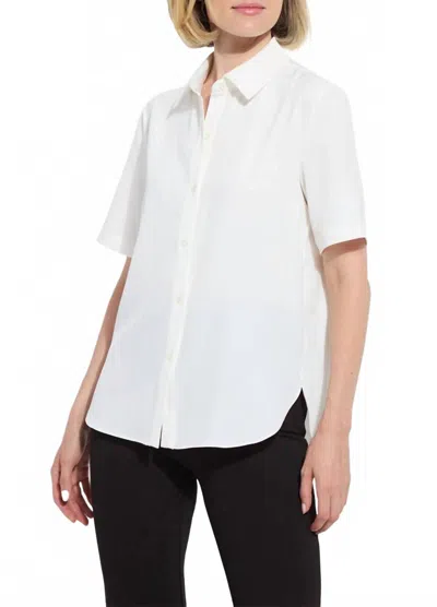 Lyssé Short Sleeve Button Shirt In White In Animal Print