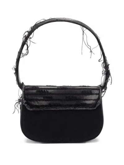Diesel 1dr Shoulder Bag With Rhinestones And Fringe In Black