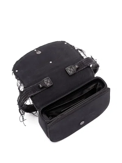 Diesel 1dr Shoulder Bag With Rhinestones And Fringe In Black
