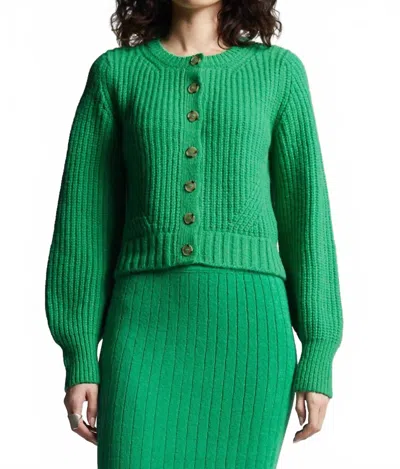 Eleven Six Becca Crewneck Cardigan In Emerald In Green