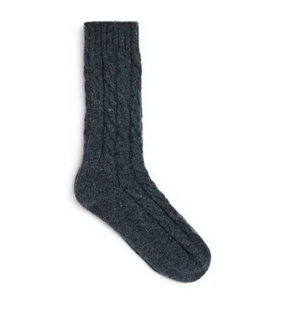 Johnstons Of Elgin Donegal Cashmere Cable-knit Socks In Gray